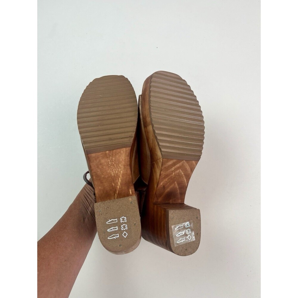 Bed Stu Jetsetter Wooden Clog Sandals 8 Cold Brew Rustic Leather Boho Platform - Picture 9 of 10